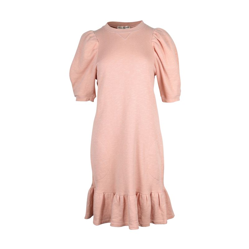 Ulla Johnson Knitted Puff Sleeve Dress In Pink Cotton